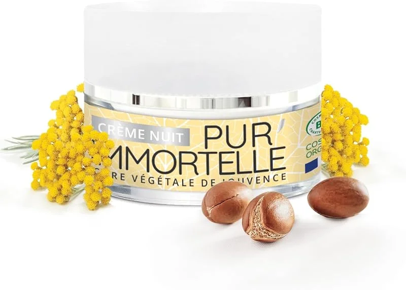 Crème visage Nuit Pur'Immortelle Bio - Soin anti-âge - Immortelle, Acide (50 ml) — Soin de la peau