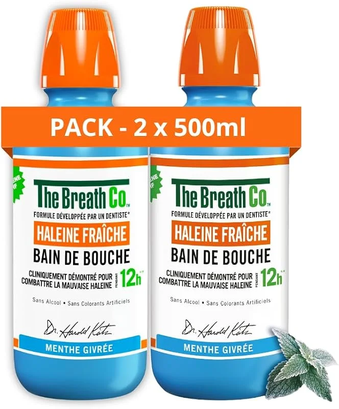 The Breath Co. Bain de Bouche sans Alcool - Menthe Givrée - 2x500ml — Complements alimentaires
