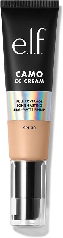 e.l.f. Camo CC Cream, Fond de Teint Correcteur de Couleur à Couvrance Complète et SPF — Maquillage