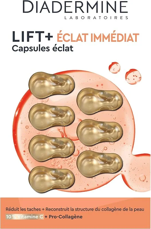 Diadermine Lift+ Capsules Anti-Rides, Visage et Cou Eclat Immediat, 7 x 4ml — Soin de la peau