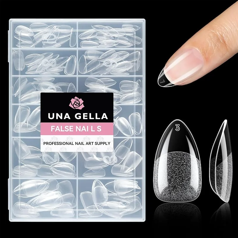 UNA GELLA Capsule Americaine Ongle Amande Court, 216 Pièces 12 Tailles Capsules Ongles — Maquillage