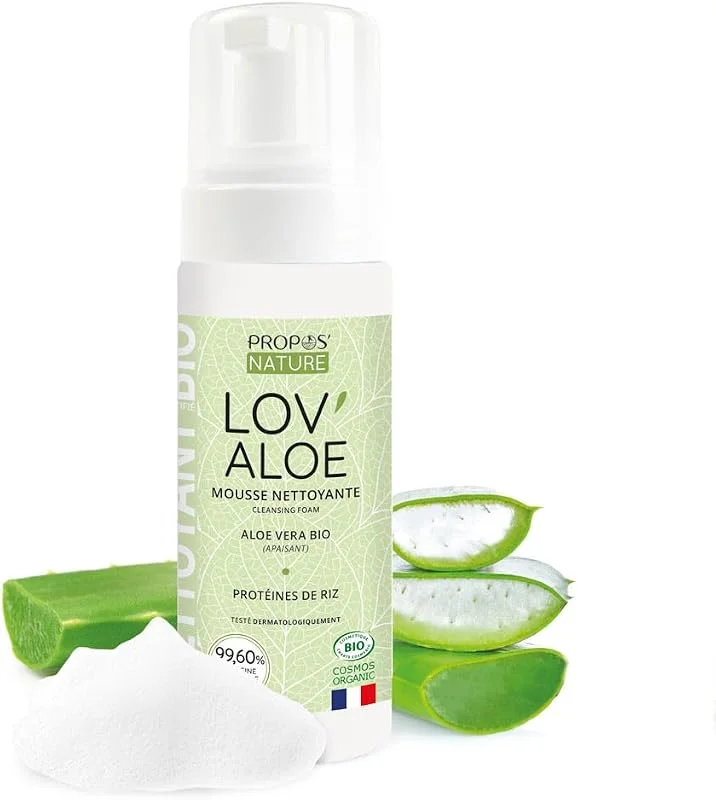 Mousse Nettoyante Bio Lov'Aloe - Aloe Vera, Glycérine, Protéines de Riz - 99, 6% — Soin de la peau