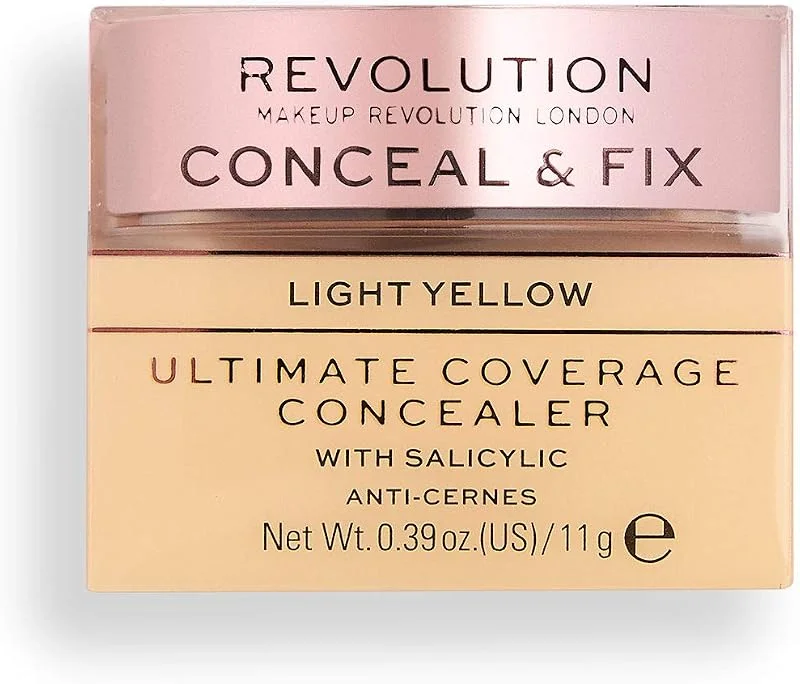 Makeup Revolution, Conceal & Fix, Ultimate Coverage, Anti-Cernes, Light Yellow, 11g — Maquillage