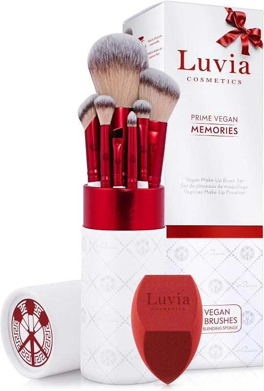 Luvia Prime Vegan Memories Lot de 7 pinceaux de maquillage professionnels avec rangement pour