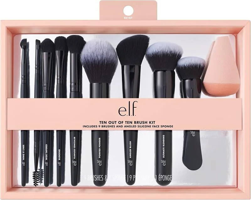 e.l.f. Ten Out Of Ten Lot de 10 pinceaux pour le maquillage du visage, des yeux, des sourcils et