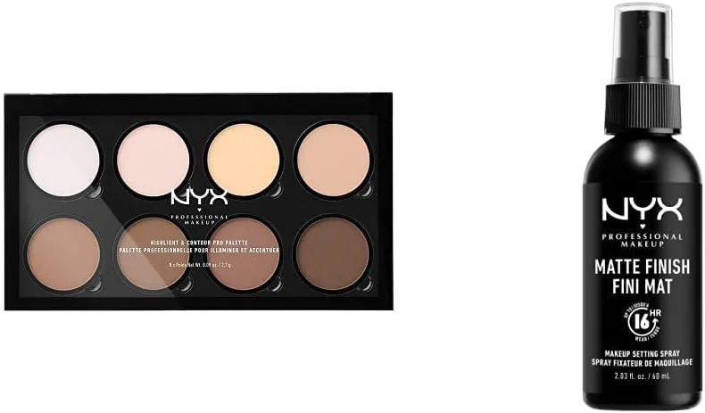 NYX Professional Makeup Highlight & Contour Pro, Kit pour Contouring, 8 Poudres Faciles — Maquillage