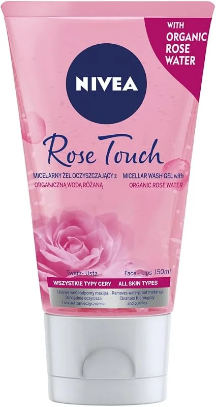 NIVEA Rose Touch Gel Nettoyant Visage Eau Rose pour Tous Types de Peau 150 ml — Soin de la peau