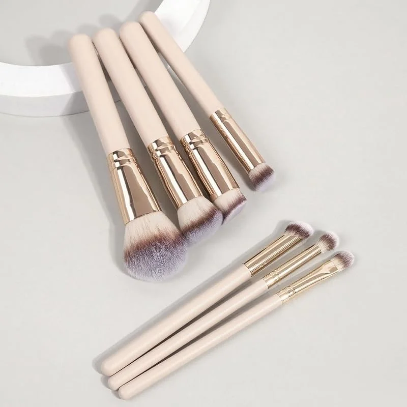 Lot de 7 pinceaux de maquillage pour le visage, estompage et couleur, sans poudre, sans déchets