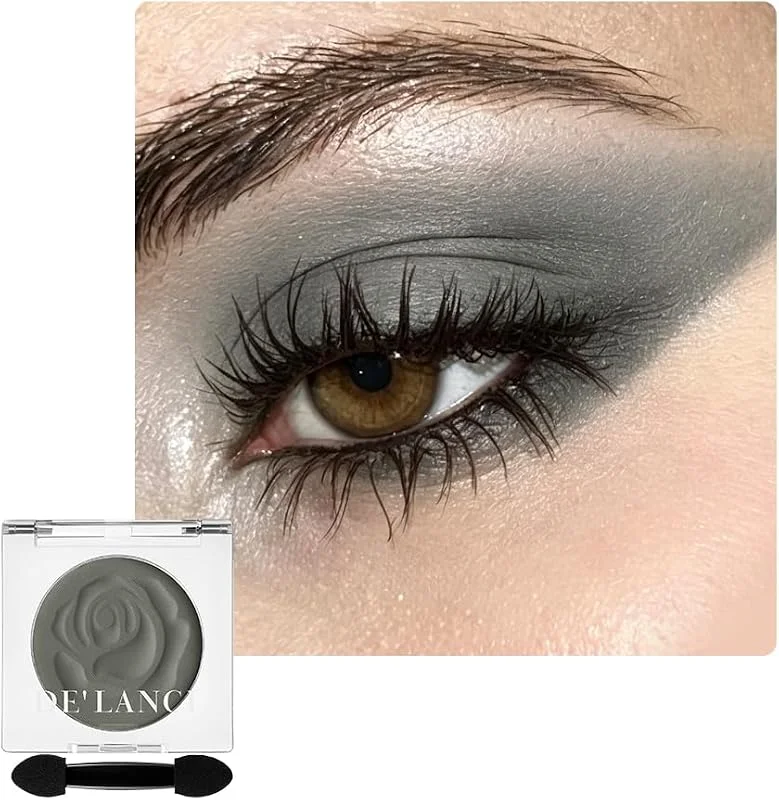 DE'LANCI Palette maquillage yeux gris foncé mate, ombre à paupières gris mat haute pigmentation