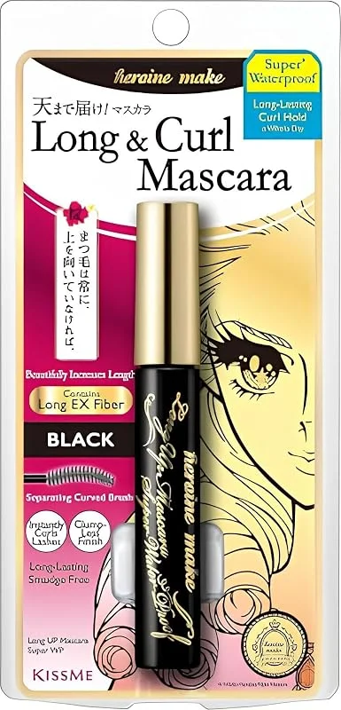 Heroine Make par KissMe Mascara imperméable Noir, Formule rehaussante, allongeante et — Maquillage