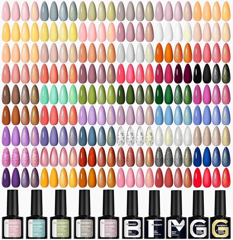 Phoenixy Vernis Semi Permanent 55 Couleurs Vernis Gel U V Semi Permanent avec 1 Base — Maquillage