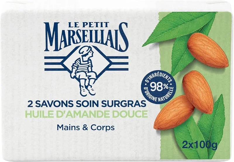 Le Petit Marseillais Savon Soin Surgras Huile d'Amande Douce, 2 x 100 g — Maquillage