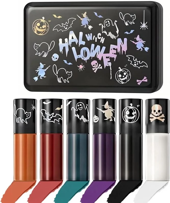Ensemble de rouges à lèvres Halloween, ensemble de 6 rouges à lèvres mats avec boîte, rouge à lèvres