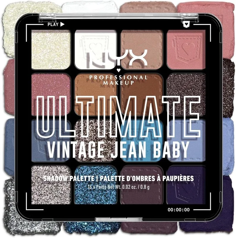 NYX Professional Makeup Palette Fards Paupières 16 Couleurs Vintage Jean — Maquillage