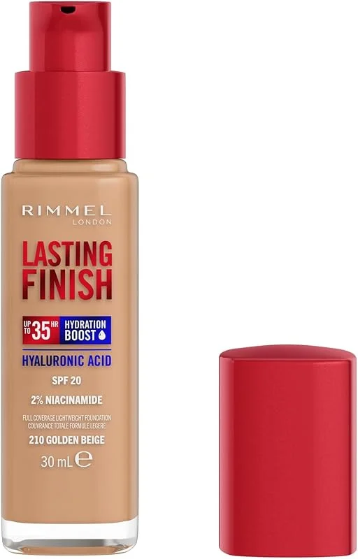 Rimmel London Lasting Finish jusqu'à 35h, 201 Golden Beige, fond de teint, longue — Maquillage