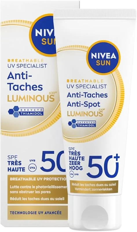 NIVEA SUN Luminous 630 UV Anti-Stain Face Sunscreen, SPF 50+, 40ml — Soin de la peau