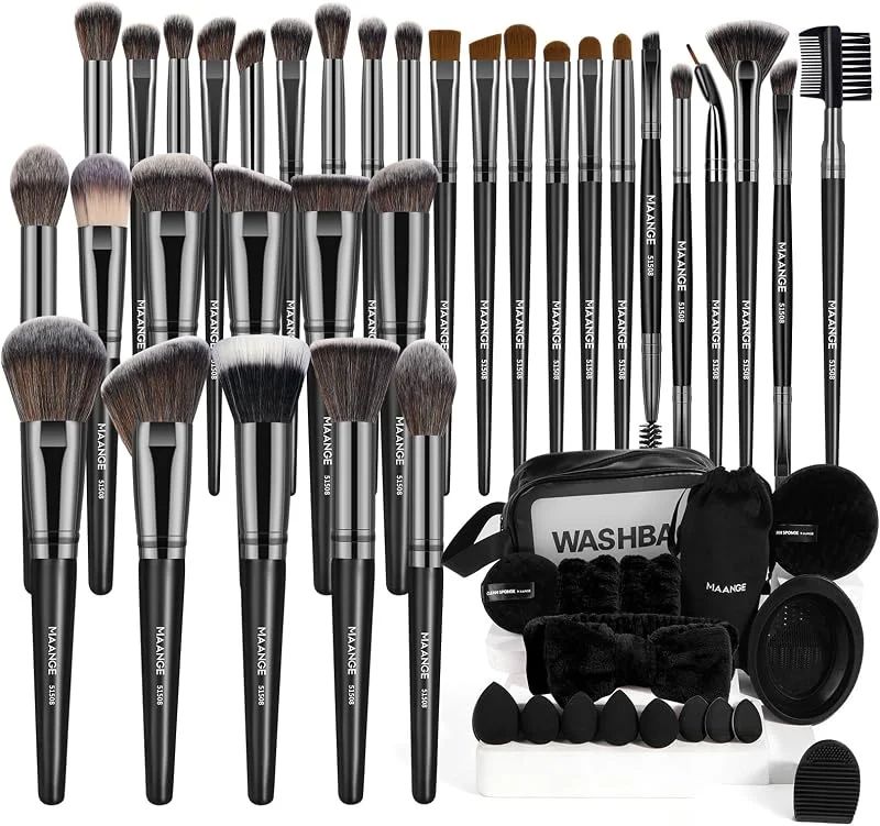 MAANGE Lot de 54 pinceaux de maquillage multifonctionnels, pinceaux de maquillage synthétiques de