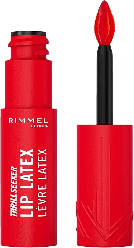 Rimmel Thrill Seeker Lip Latex, 350 Spicy, Rouge à lèvres liquide, Couleur intense — Maquillage