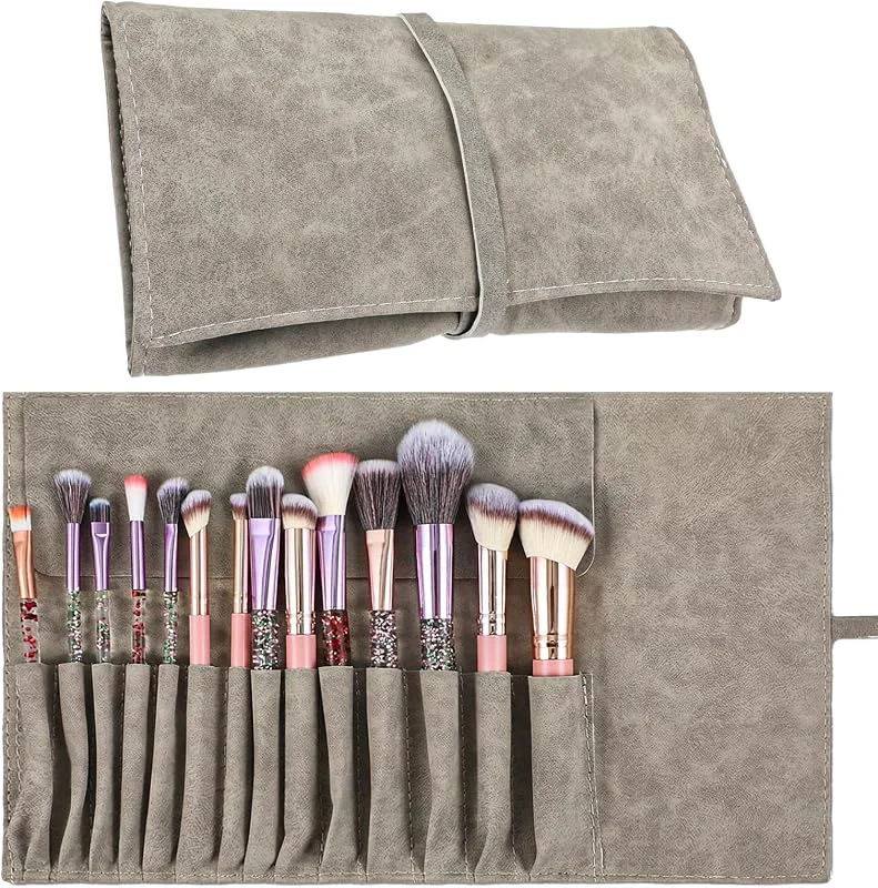 Xinjoduz 1 organiseur de pinceaux de maquillage, étui de voyage en cuir synthétique, trousse à