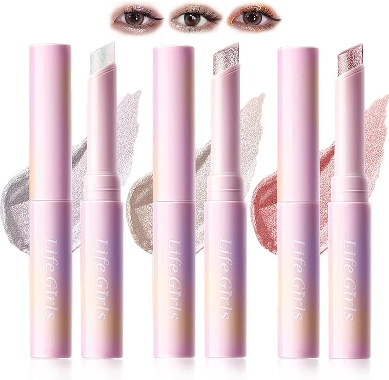 3Pcs Crystal Jelly Crayon Fards à Paupières, Baton de Fard a Paupiere Pailleté — Maquillage