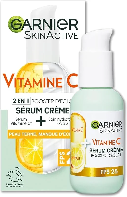 Garnier Sérum Crème 2-en-1 Booster Éclat Vitamine C Hydratant SPF 25 50ml — Soin de la peau