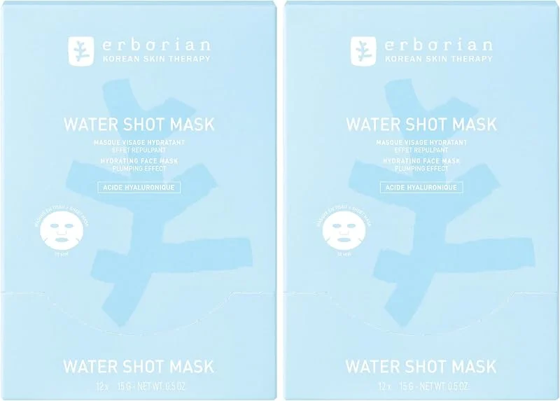 Erborian Water Shot Mask, Masque Visage Hydratant, 15 g (Lot de 2) — Soin de la peau