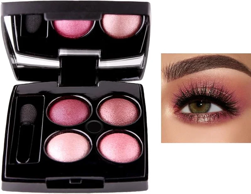 Palette de fards à paupières 4 couleurs rose marron avec miroir, poudre de fard à — Maquillage