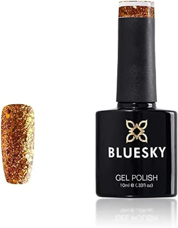 Vernis à ongles gel Bluesky, Gold Glitter S18N, durable, résistant aux puces, 10 ml — Maquillage