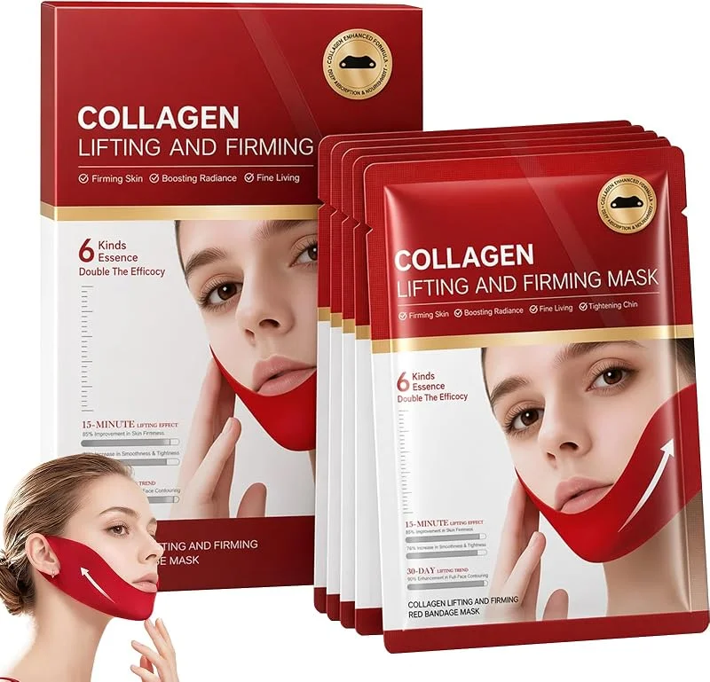 Masque V-Line 5 Pièces, Masque Lifting Visage Collagène + Acide Hyaluronique, Soin — Soin de la peau