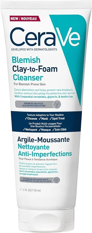 CeraVe - L’Argile Moussante Nettoyante 3-en-1, Formule Triple Action Purifiante — Soin de la peau