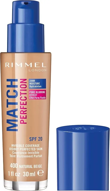 Rimmel - Fond de Teint Match Perfection - Couvrance légère - Hydratation 24h - 400 — Maquillage