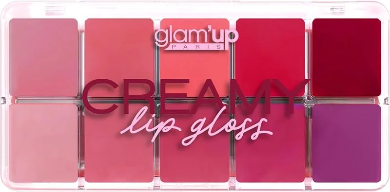 Glam’Up Paris - Palette Lèvres Creamy Gloss - 10 Teintes Vibrantes - Hydratant, Texture — Maquillage