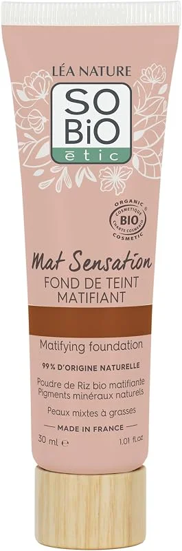 LÉA NATURE SO BiO étic, Fond de teint matifiant certifié Bio – Mat Sensation, Noisette — Maquillage