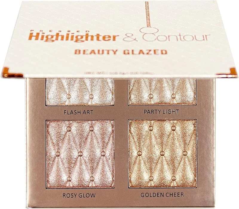 4 Colors Highlighter Contour Palette Natural Glow Face Brightens&Shades and Body — Maquillage