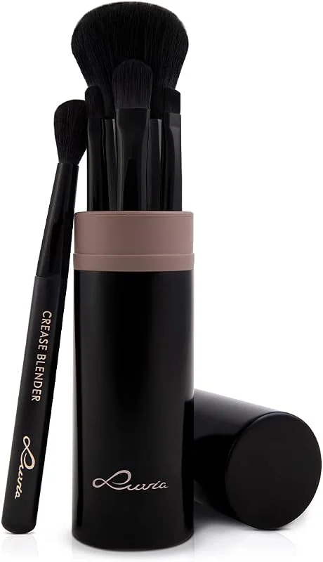 Set de pinceaux de maquillage Luvia, Set de voyage Espresso, 5 pinceaux cosmétiques véganes incluant