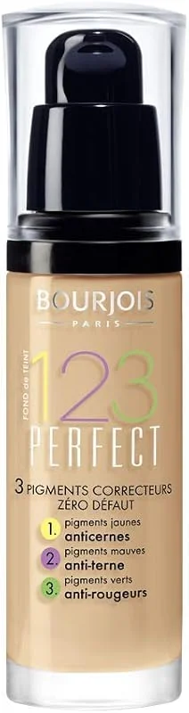 BOURJOIS - Fond De Teint 123 Perfect 55 Beige Foncé - Fini Semi-Mat - 3 Pigments (30ml) — Maquillage