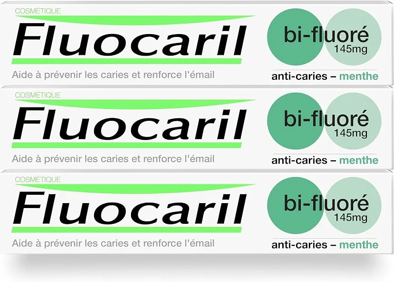 FLUOCARIL Dentifrice Anti-Caries 145mg Fraîcheur Goût Menthe 3x75ml — Complements alimentaires