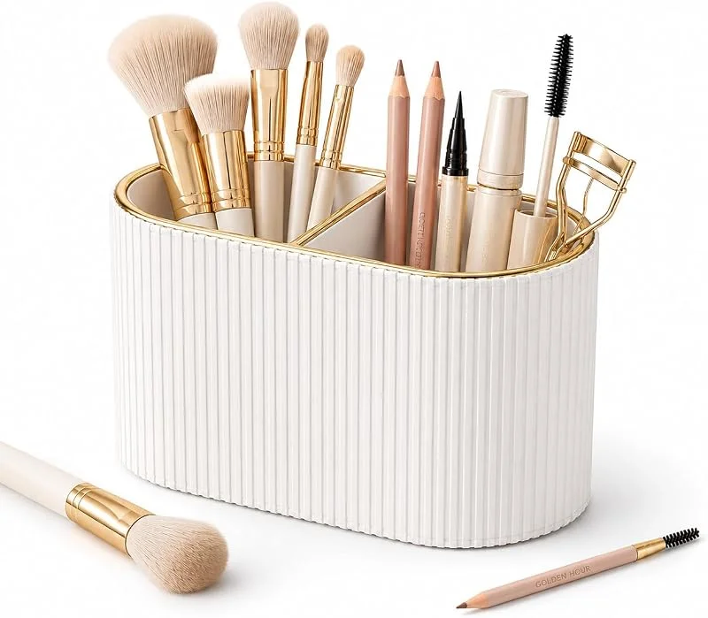 GORESE Porte-pinceaux de Maquillage, Organisateur Maquillage en Cuir Rangement Pinceaux Maquillage