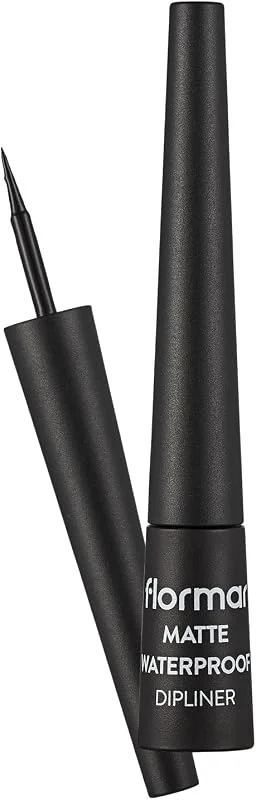 Flormar Matte Waterproof Dipliner – Eyeliner liquide noir ultra pigmentée avec finition mate, longue