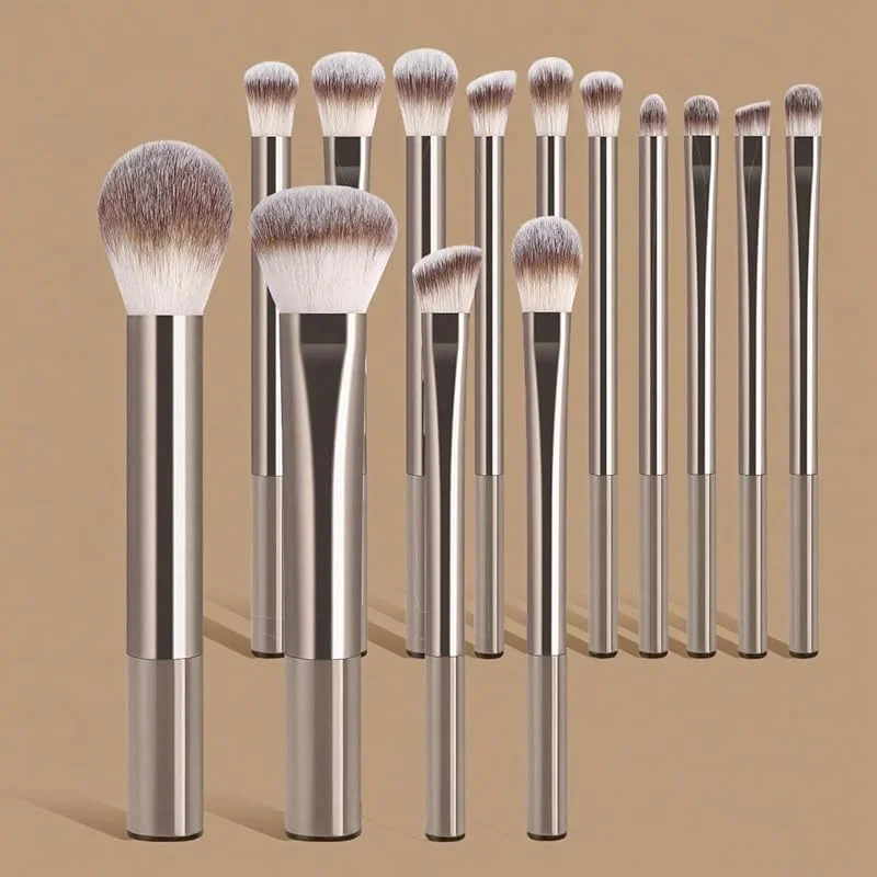 Lot de 14 pinceaux de maquillage synthétiques de qualité supérieure pour fard à paupières, fond de