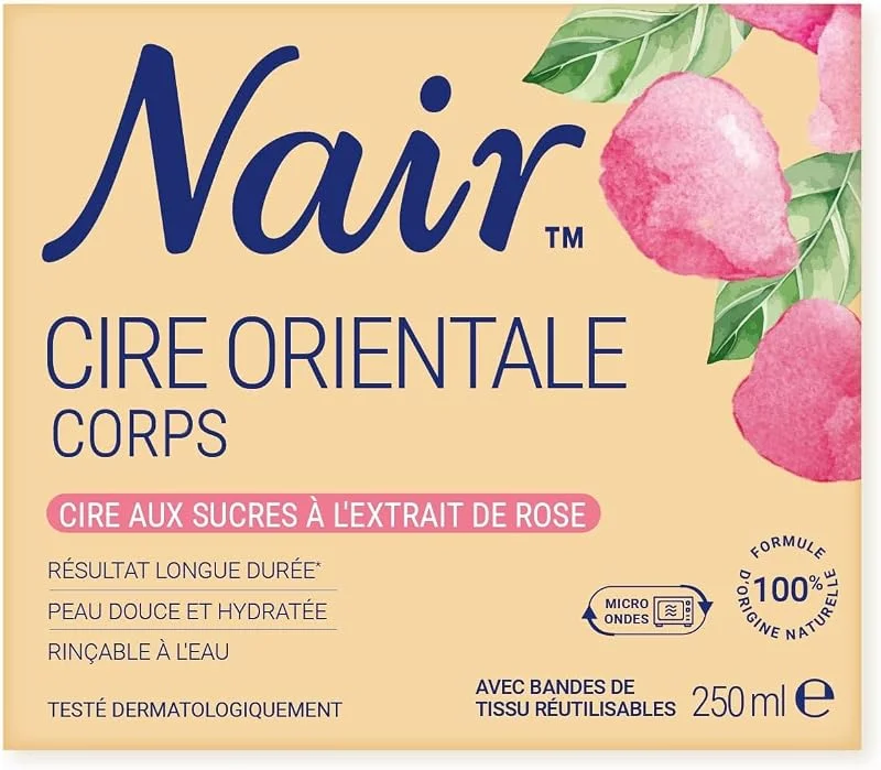 Nair Cire au sucre Corps - Extrait de rose - 250ml + 14 bandes — Maquillage
