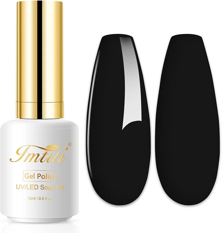 Vernis Semi Permanent Noir, 15ml Noir Vernis Gel UV Semi Permanent UV Led Soak Off Gel — Maquillage