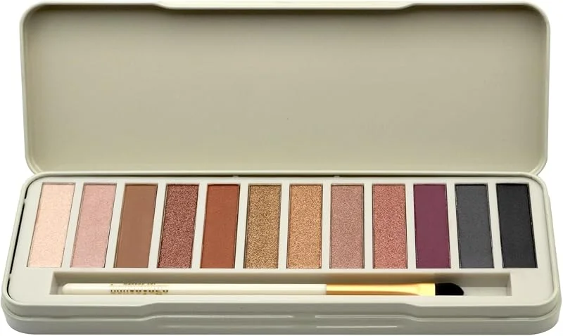 bonvoyage Essentials, Palette Maquillage Yeux avec Pinceau, 12 Teintes Nude Mates et Brillantes