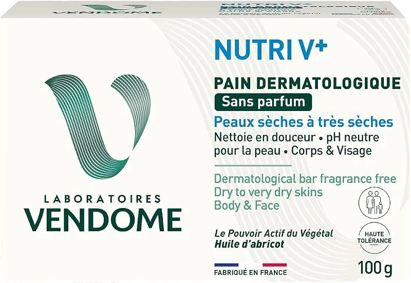 LABORATOIRES VENDÔME NUTRI V+ Pain Dermatologique Sans Parfum 100g — Soin de la peau