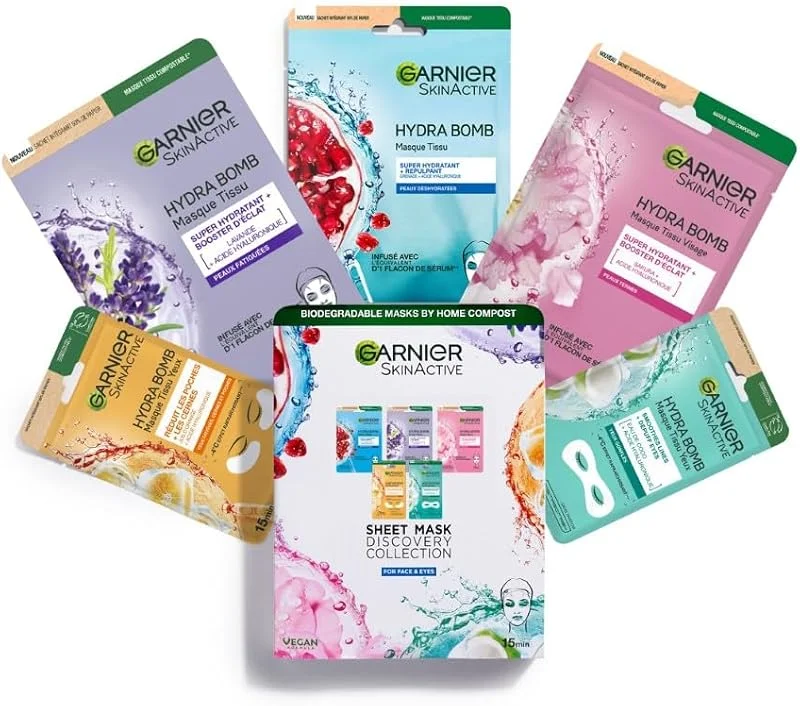 Garnier Skin Active Masques Tissu Hydra Bomb Visage Yeux Lot de 5 — Soin de la peau