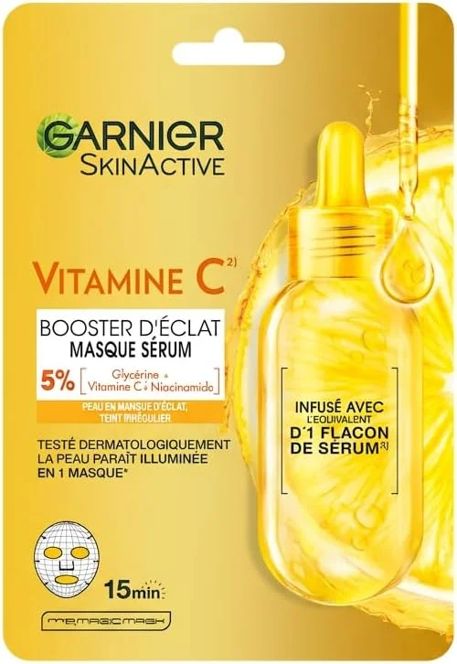 Garnier Masque Tissu Vitamine C Booster Éclat Hydratant & Lissant en 15min — Soin de la peau