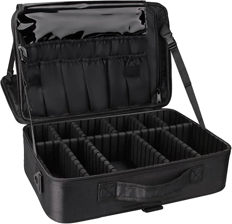 Relavel Trousse de maquillage de voyage portable avec séparateurs réglables pour cosmétiques