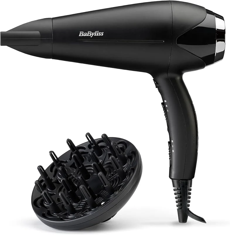 BaByliss Sèche-cheveux Turbo Smooth - Sèche-cheveux puissant de 2200W, Diffuseur large, Technologie