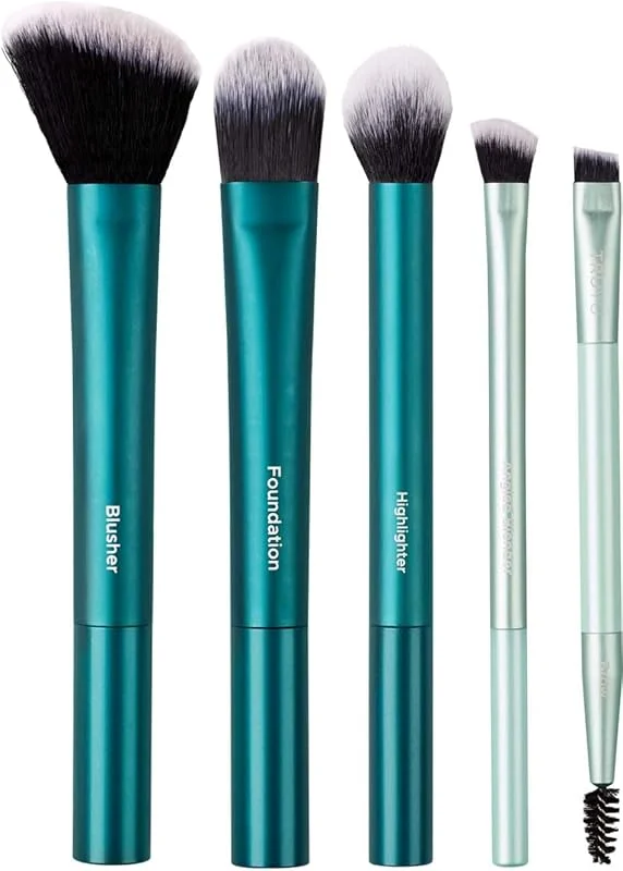 TRUYU Set de 5 pinceaux de maquillage pour teint, fard et enlumineur