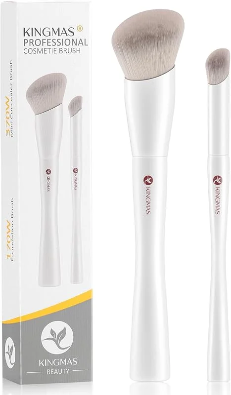 KINGMAS Mini pinceau biseauté pour fond de teint, anti-cernes, pinceau de maquillage Kabuki pour